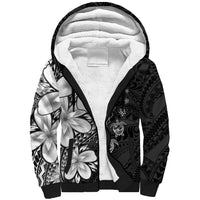 Polynesia Romantic Valentine Sherpa Hoodie Sea Turtle Couple With Black Plumeria LT05 Unisex Black - Polynesian Pride