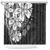 Polynesia Romantic Valentine Shower Curtain Sea Turtle Couple With Black Plumeria LT05 Black - Polynesian Pride
