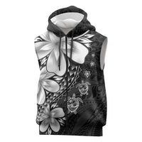 Polynesia Romantic Valentine Sleeveless Zip Hoodie Sea Turtle Couple With Black Plumeria LT05 Black - Polynesian Pride