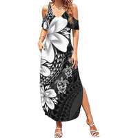 Polynesia Romantic Valentine Summer Maxi Dress Sea Turtle Couple With Black Plumeria LT05 Women Black - Polynesian Pride