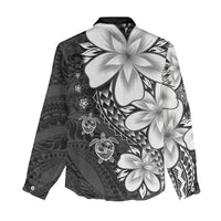 Polynesia Romantic Valentine Women Casual Shirt Sea Turtle Couple With Black Plumeria LT05 - Polynesian Pride