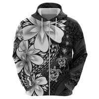 Polynesia Romantic Valentine Zip Hoodie Sea Turtle Couple With Black Plumeria LT05 - Polynesian Pride