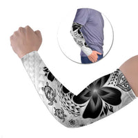 Polynesia Romantic Valentine Arm Sleeves Sea Turtle Couple With White Plumeria LT05 Set of 2 White - Polynesian Pride