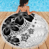 Polynesia Romantic Valentine Beach Blanket Sea Turtle Couple With White Plumeria LT05 - Polynesian Pride