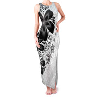 Polynesia Romantic Valentine Family Matching Tank Maxi Dress and Hawaiian Shirt Sea Turtle Couple With White Plumeria