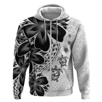 Polynesia Romantic Valentine Hoodie Sea Turtle Couple With White Plumeria LT05 Zip Hoodie White - Polynesian Pride
