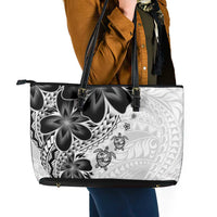 Polynesia Romantic Valentine Leather Tote Bag Sea Turtle Couple With White Plumeria LT05 - Polynesian Pride
