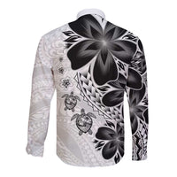 Polynesia Romantic Valentine Long Sleeve Button Shirt Sea Turtle Couple With White Plumeria LT05 - Polynesian Pride