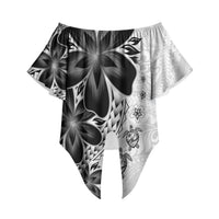 Polynesia Romantic Valentine Off Shoulder Wrap Waist Top Sea Turtle Couple With White Plumeria LT05 White - Polynesian Pride