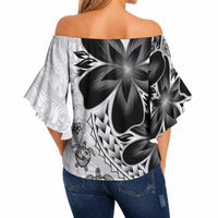 Polynesia Romantic Valentine Off Shoulder Wrap Waist Top Sea Turtle Couple With White Plumeria LT05 - Polynesian Pride