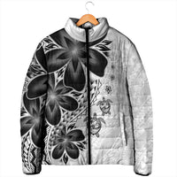 Polynesia Romantic Valentine Padded Jacket Sea Turtle Couple With White Plumeria LT05 - Polynesian Pride