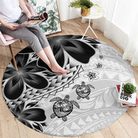 Polynesia Romantic Valentine Round Carpet Sea Turtle Couple With White Plumeria LT05 - Polynesian Pride