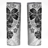 Polynesia Romantic Valentine Skinny Tumbler Sea Turtle Couple With White Plumeria LT05 White - Polynesian Pride