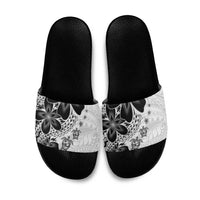 Polynesia Romantic Valentine Slide Sandals Sea Turtle Couple With White Plumeria LT05 White - Polynesian Pride