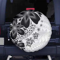 Polynesia Romantic Valentine Spare Tire Cover Sea Turtle Couple With White Plumeria LT05 No hole White - Polynesian Pride