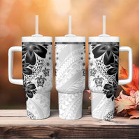 Polynesia Romantic Valentine Tumbler With Handle Sea Turtle Couple With White Plumeria LT05 - Polynesian Pride
