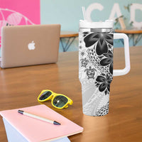 Polynesia Romantic Valentine Tumbler With Handle Sea Turtle Couple With White Plumeria LT05 - Polynesian Pride