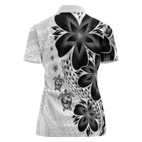 Polynesia Romantic Valentine Women Polo Shirt Sea Turtle Couple With White Plumeria LT05 - Polynesian Pride