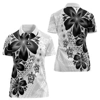 Polynesia Romantic Valentine Women Polo Shirt Sea Turtle Couple With White Plumeria LT05 - Polynesian Pride