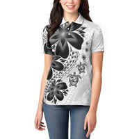 Polynesia Romantic Valentine Women Polo Shirt Sea Turtle Couple With White Plumeria LT05 - Polynesian Pride