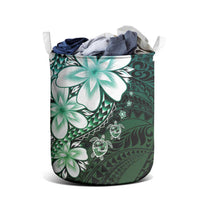 Polynesia Romantic Valentine Laundry Basket Sea Turtle Couple With Aqua Gradient Plumeria LT05 - Polynesian Pride