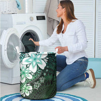 Polynesia Romantic Valentine Laundry Basket Sea Turtle Couple With Aqua Gradient Plumeria LT05 - Polynesian Pride