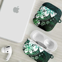 Polynesia Romantic Valentine AirPods Case Sea Turtle Couple With Aqua Gradient Plumeria LT05 - Polynesian Pride