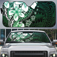 Polynesia Romantic Valentine Auto Sun Shade Sea Turtle Couple With Aqua Gradient Plumeria LT05 Aqua - Polynesian Pride