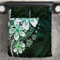 Polynesia Romantic Valentine Bedding Set Sea Turtle Couple With Aqua Gradient Plumeria LT05 Aqua - Polynesian Pride