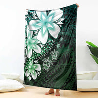 Polynesia Romantic Valentine Blanket Sea Turtle Couple With Aqua Gradient Plumeria LT05 - Polynesian Pride