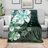 Polynesia Romantic Valentine Blanket Sea Turtle Couple With Aqua Gradient Plumeria LT05 - Polynesian Pride