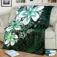 Polynesia Romantic Valentine Blanket Sea Turtle Couple With Aqua Gradient Plumeria LT05 - Polynesian Pride