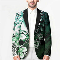 Polynesia Romantic Valentine Blazer Sea Turtle Couple With Aqua Gradient Plumeria LT05 - Polynesian Pride