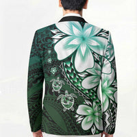 Polynesia Romantic Valentine Blazer Sea Turtle Couple With Aqua Gradient Plumeria LT05 - Polynesian Pride