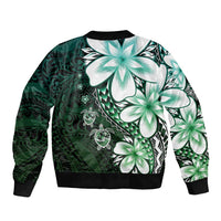 Polynesia Romantic Valentine Bomber Jacket Sea Turtle Couple With Aqua Gradient Plumeria LT05 - Polynesian Pride