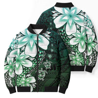 Polynesia Romantic Valentine Bomber Puffer Jacket Sea Turtle Couple With Aqua Gradient Plumeria LT05 - Polynesian Pride