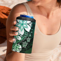 Polynesia Romantic Valentine 4 in 1 Can Cooler Tumbler Sea Turtle Couple With Aqua Gradient Plumeria LT05 - Polynesian Pride
