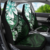 Polynesia Romantic Valentine Car Seat Cover Sea Turtle Couple With Aqua Gradient Plumeria LT05 - Polynesian Pride