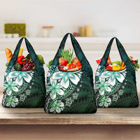 Polynesia Romantic Valentine Grocery Bag Sea Turtle Couple With Aqua Gradient Plumeria LT05 3-pack One Size Aqua - Polynesian Pride
