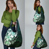 Polynesia Romantic Valentine Grocery Bag Sea Turtle Couple With Aqua Gradient Plumeria LT05 - Polynesian Pride