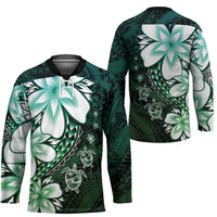 Polynesia Romantic Valentine Hockey Jersey Sea Turtle Couple With Aqua Gradient Plumeria LT05 - Polynesian Pride