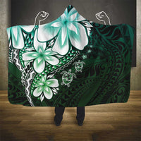 Polynesia Romantic Valentine Hooded Blanket Sea Turtle Couple With Aqua Gradient Plumeria LT05 - Polynesian Pride