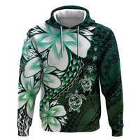 Polynesia Romantic Valentine Hoodie Sea Turtle Couple With Aqua Gradient Plumeria LT05 Pullover Hoodie Aqua - Polynesian Pride