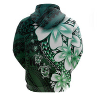 Polynesia Romantic Valentine Hoodie Sea Turtle Couple With Aqua Gradient Plumeria LT05 - Polynesian Pride
