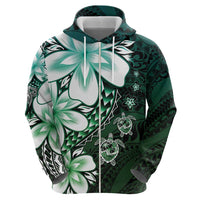 Polynesia Romantic Valentine Hoodie Sea Turtle Couple With Aqua Gradient Plumeria LT05 - Polynesian Pride