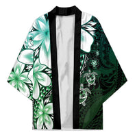Polynesia Romantic Valentine Kimono Sea Turtle Couple With Aqua Gradient Plumeria LT05 Unisex Aqua - Polynesian Pride