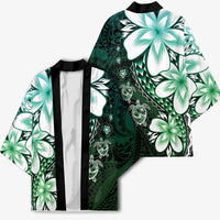 Polynesia Romantic Valentine Kimono Sea Turtle Couple With Aqua Gradient Plumeria LT05 - Polynesian Pride