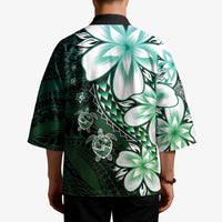 Polynesia Romantic Valentine Kimono Sea Turtle Couple With Aqua Gradient Plumeria LT05 - Polynesian Pride