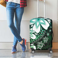 Polynesia Romantic Valentine Luggage Cover Sea Turtle Couple With Aqua Gradient Plumeria LT05 - Polynesian Pride