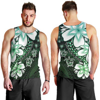 Polynesia Romantic Valentine Men Tank Top Sea Turtle Couple With Aqua Gradient Plumeria LT05 - Polynesian Pride